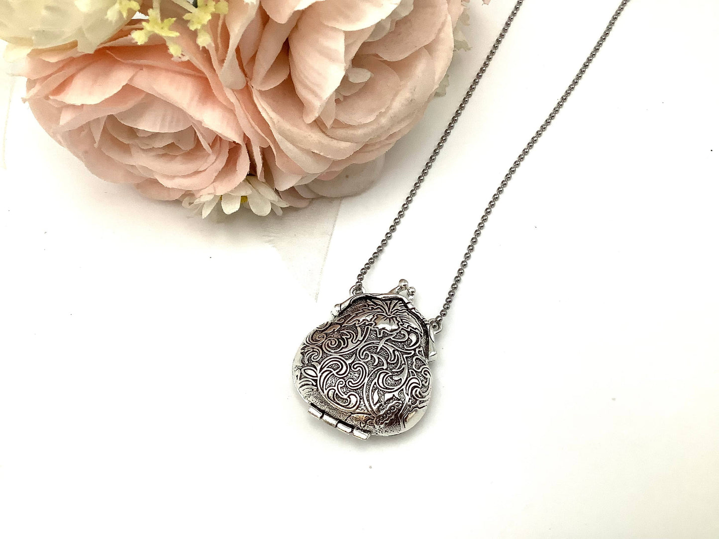 French Victorian Silver Purse Locket, Tea Party favors