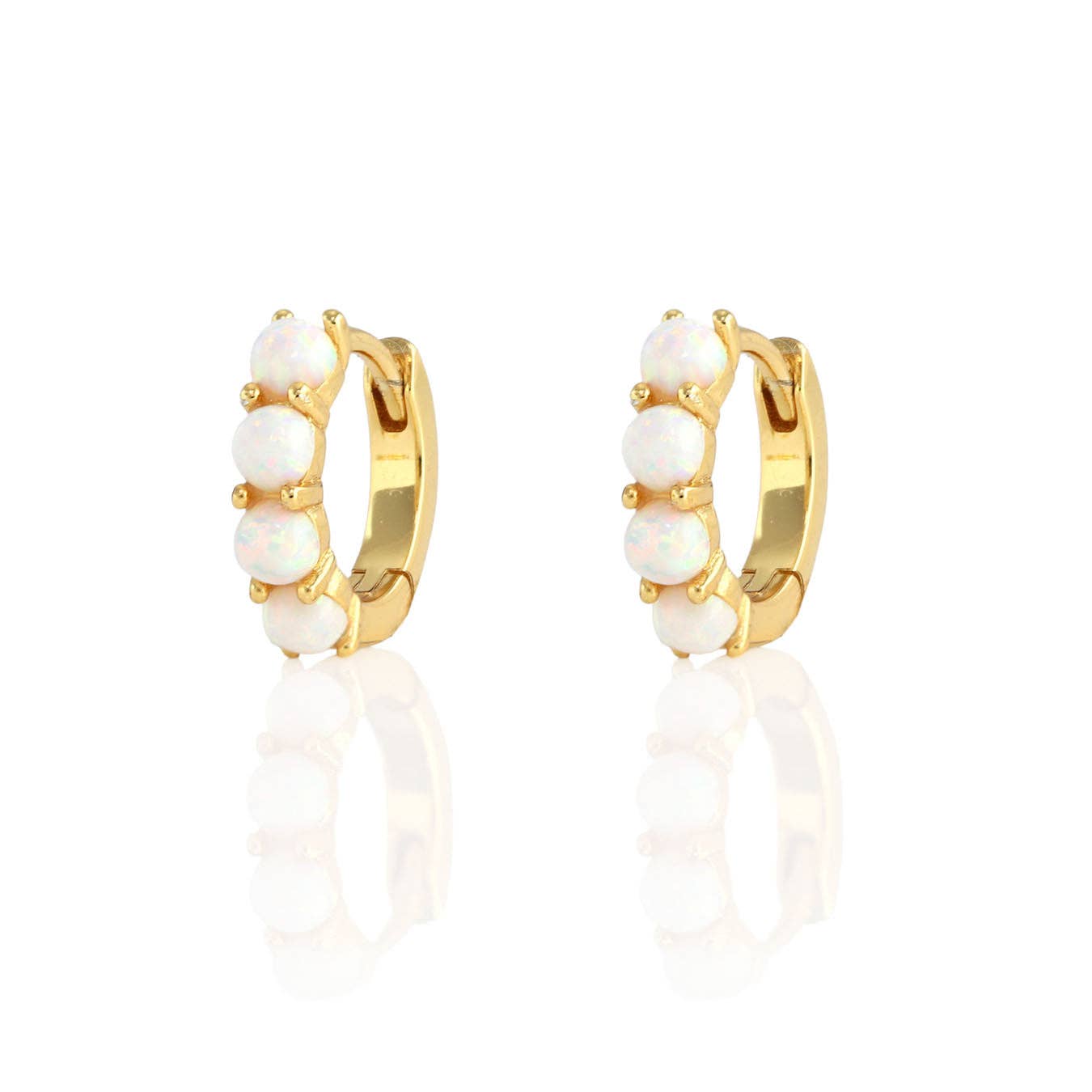 Opal Huggie Hoop Earrings
