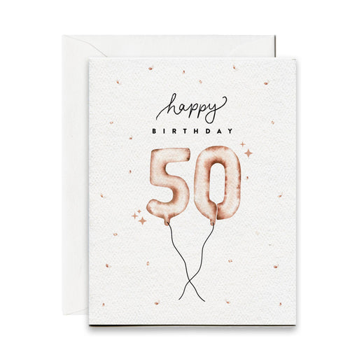 Happy 50th Birthday Balloon Card - Front & Company: Gift Store