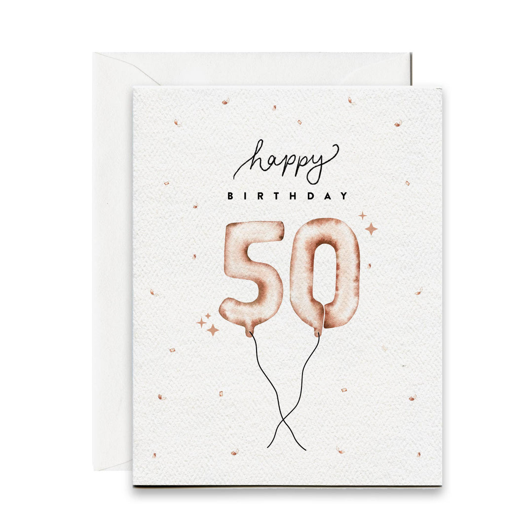 Happy 50th Birthday Balloon Card