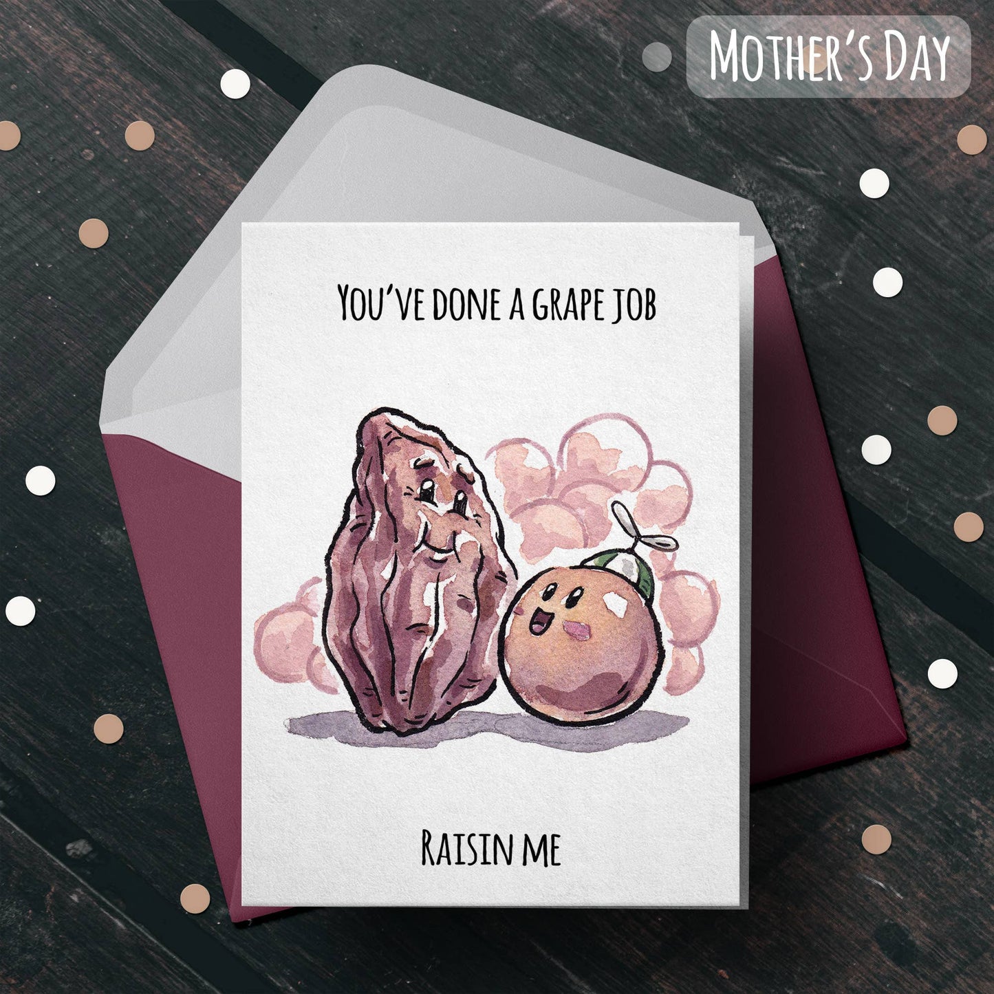 "Done a Grape Job" - Funny Mothers Day Mom Card, Wine Lover