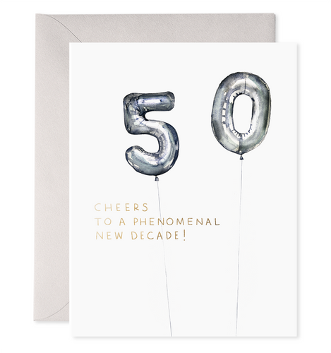 Helium 50 | 50th Birthday Greeting Card - Front & Company: Gift Store