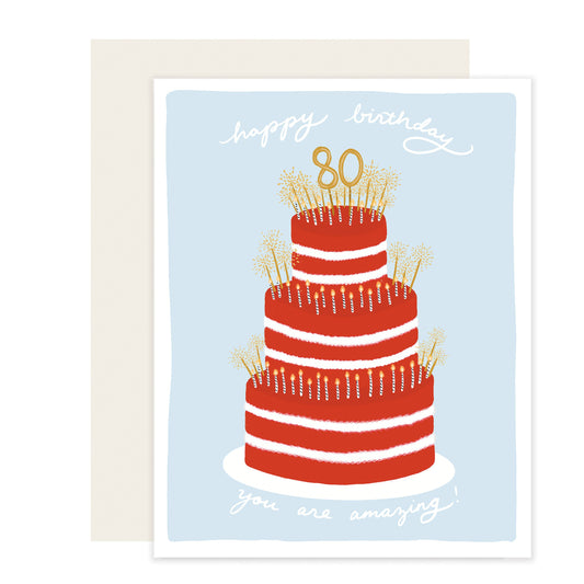 80 Cake | Happy 80th Birthday Card