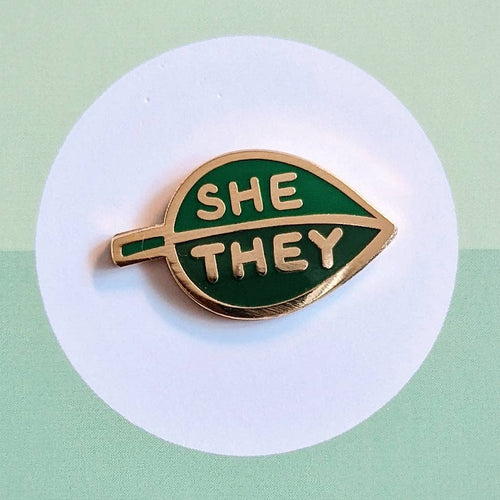 Pronoun Leaf Pin - she/they - Front & Company: Gift Store