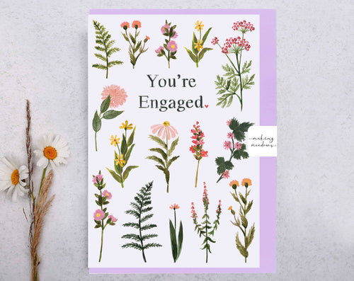 Engagement Card | You're Engaged Flowers Greeting Card - Front & Company: Gift Store