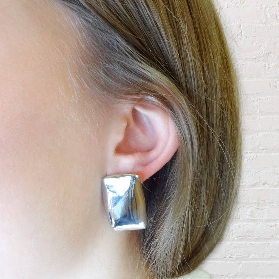 Chunky Rectangle Stud Earrings