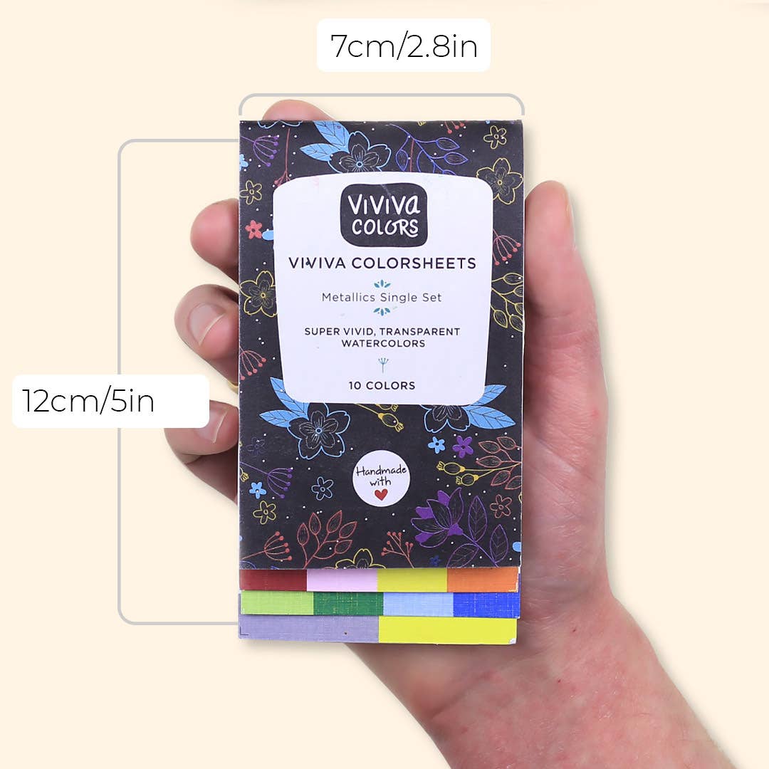 Metallic Colorsheets | 10 Watercolors | Portable Paint