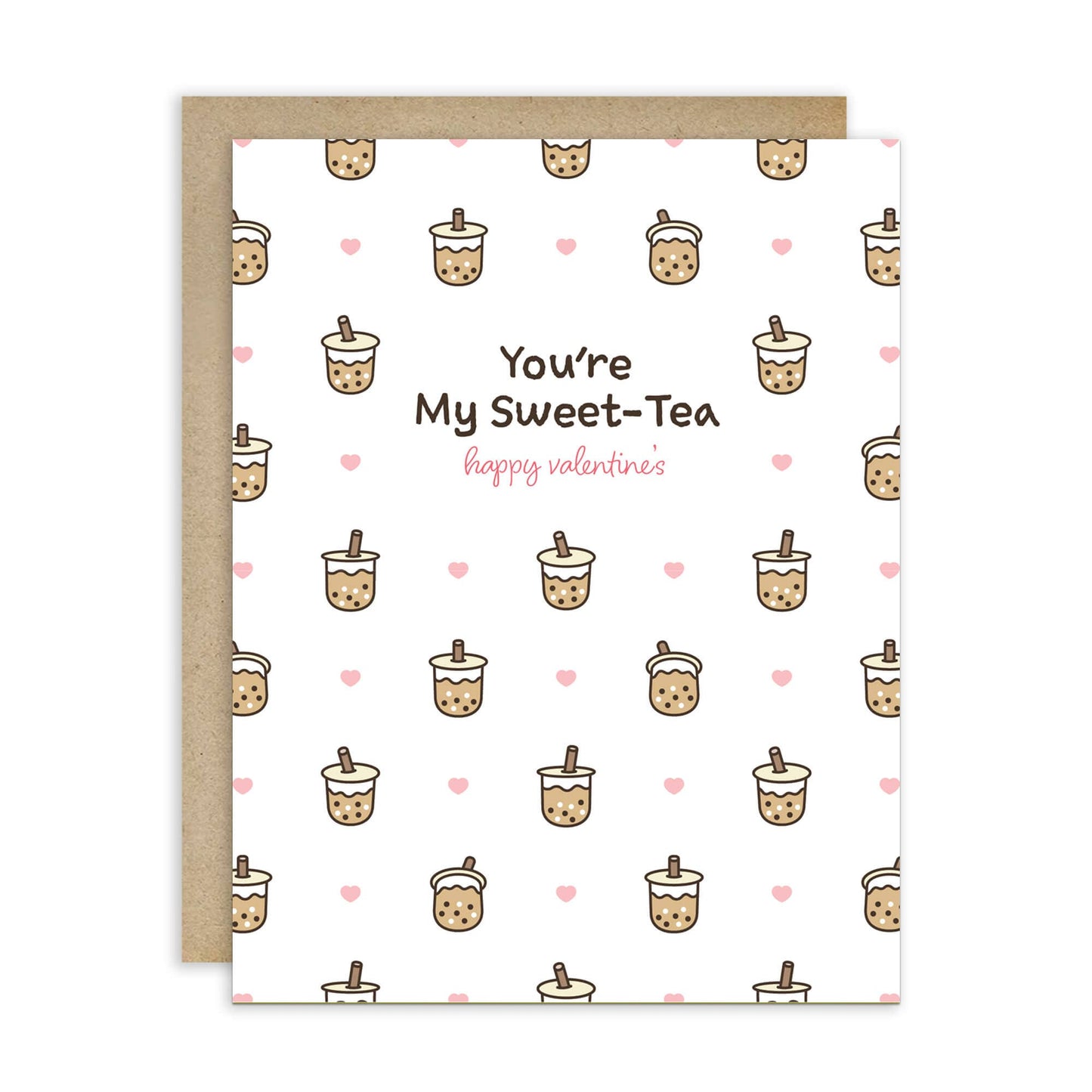 My Sweet-Tea Valentine's Card | Boba Milk Tea Pattern