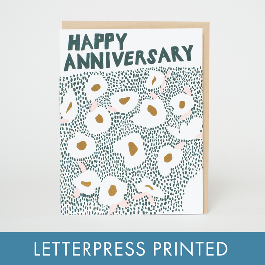 Happy Anniversary Meadow Letterpress Greeting Card by Egg Press