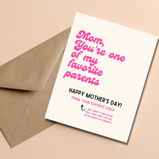 Mom You're One of My Favorite Parents Card