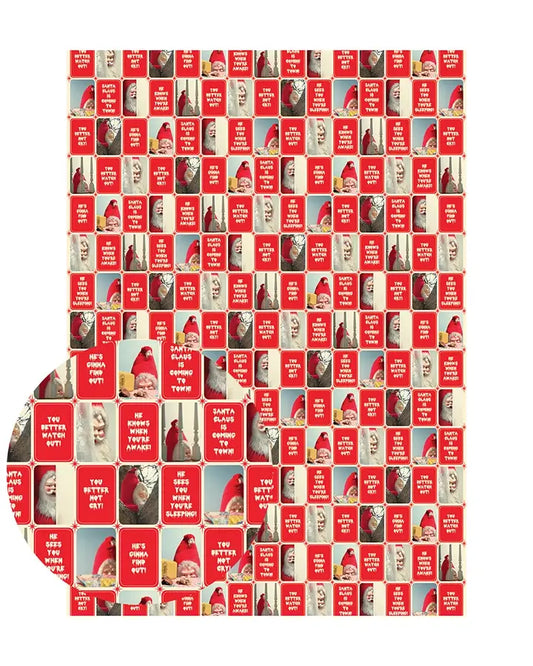 Creepy Santa Coming To Town Wrapping Paper Roll of 3 Sheets