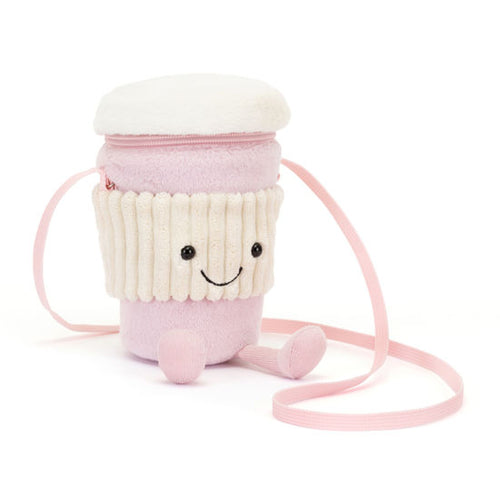 Jellycat Amuseables Coffee-To-Go Pink Bag - Front & Company: Gift Store