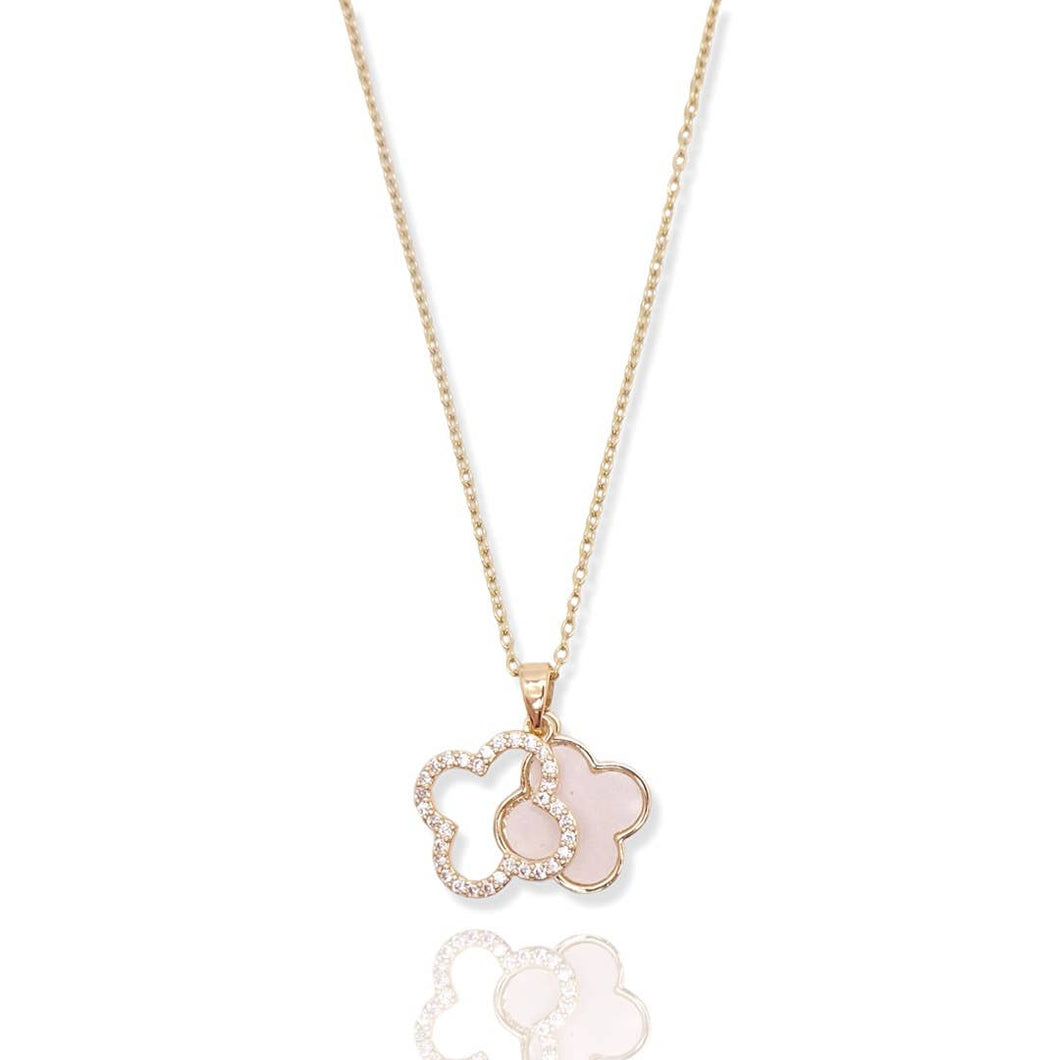 CZ Mother of Pearl Clover Necklace