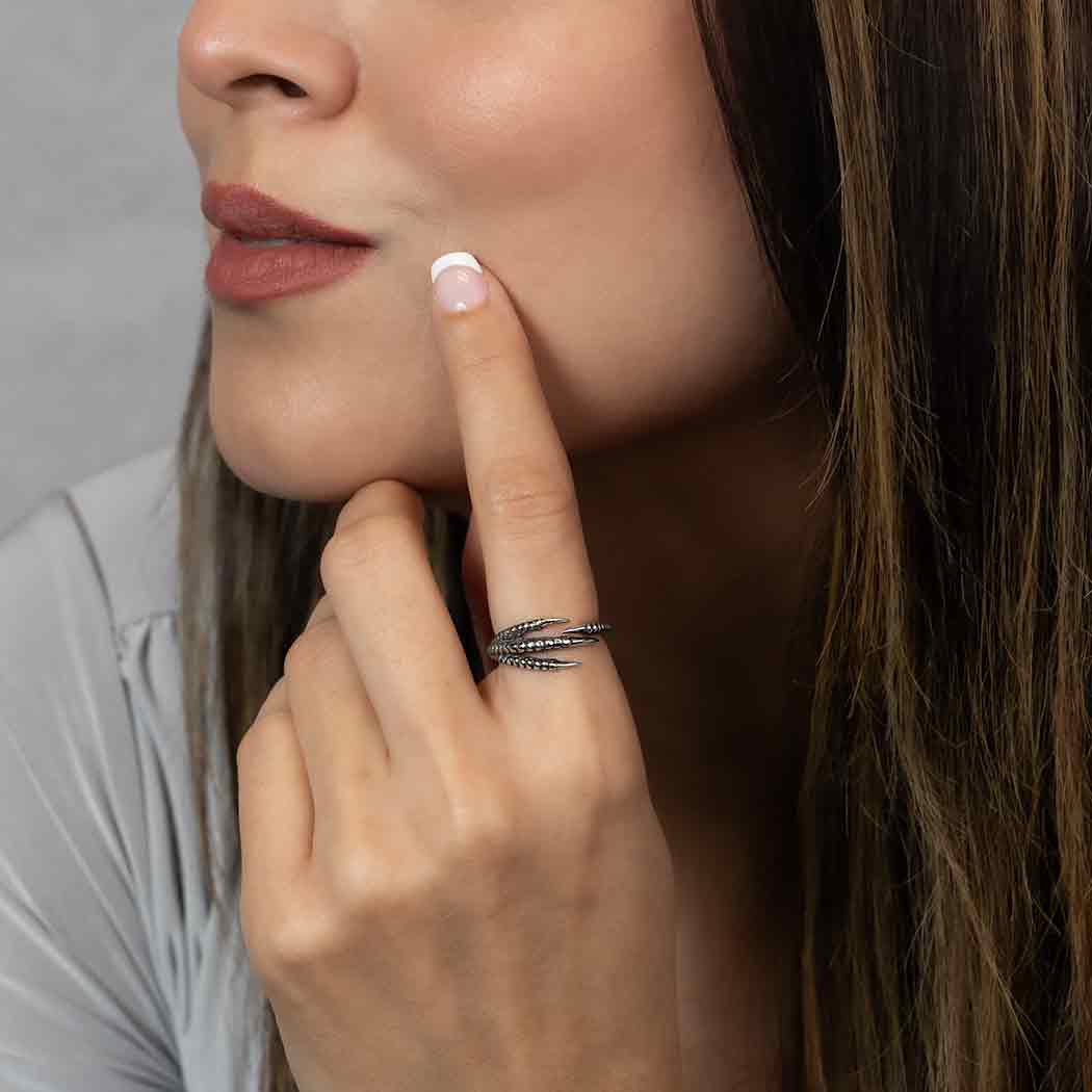 Sterling Silver or Bronze Adjustable Bird Claw Ring