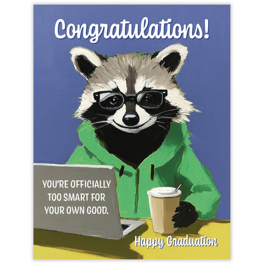 Too Smart Raccoon Recycled Graduation Card for Outdoor Grads