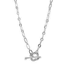 Load image into Gallery viewer, Crystal Clover Paper Clip Chain Toggle Necklace silver
