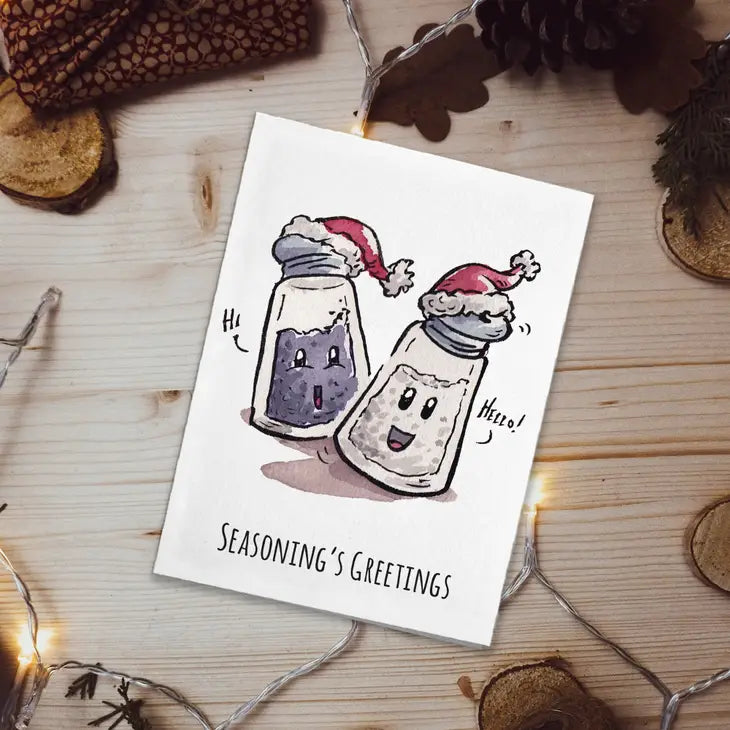 "Seasoning's Greetings" - Cute, Chef, Foodie Christmas Card