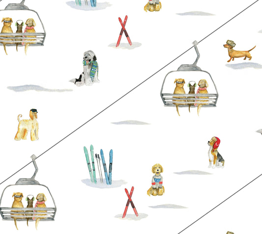 Gift Wrap Holiday - Ski Dogs