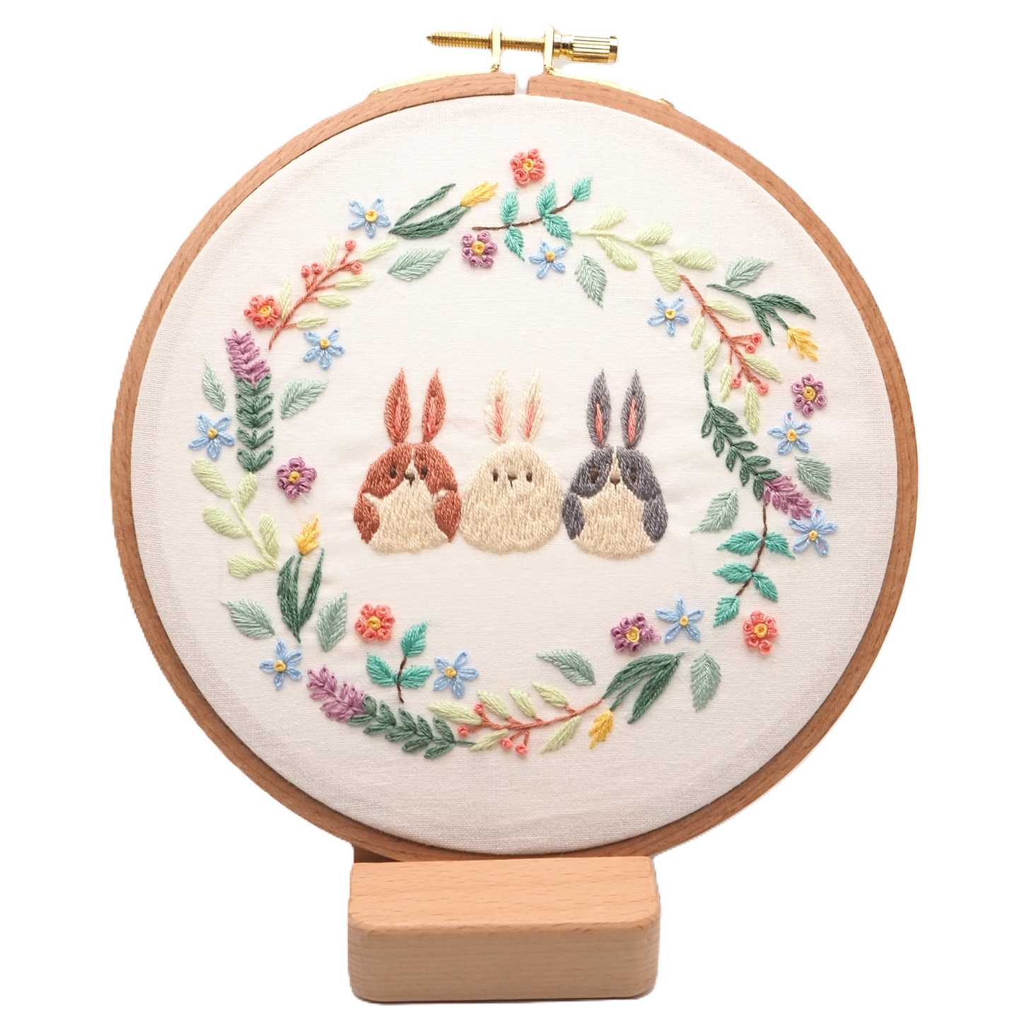 DIY Embroidery Kit Botanical bunnies / Cute rabbits beginner