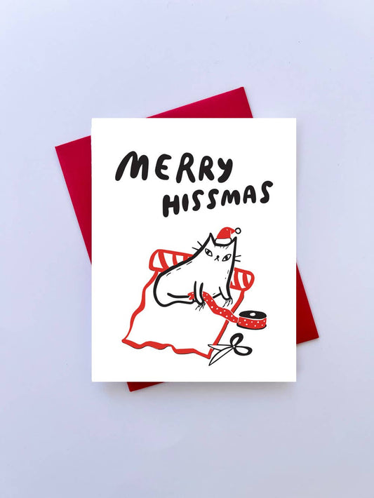 Merry Hissmas letterpress Christmas card