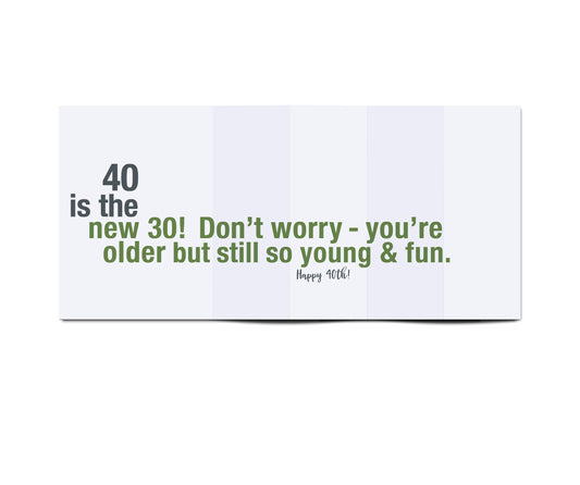 New Old 40th Birthday Fold-out Card