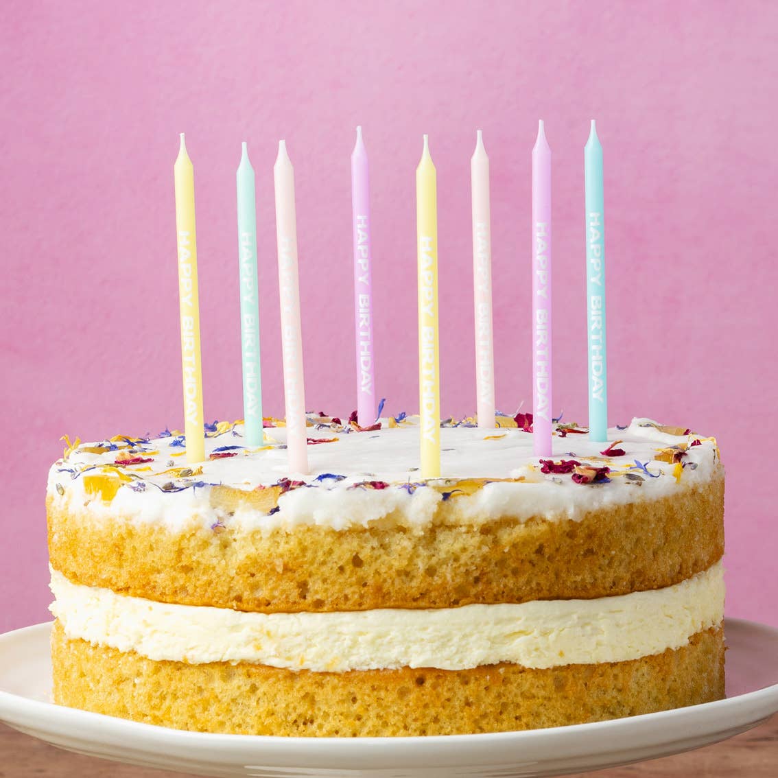 Pastel Happy Birthday Printed Cake Candles | 24 Pack |