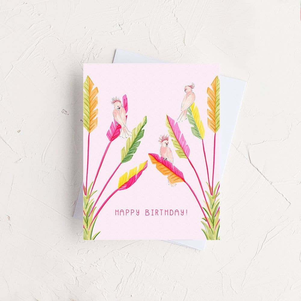 Pink Cockatoo Birthday Card