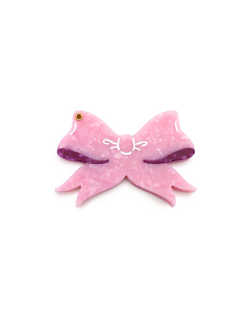 Swing-Hinge Folding Compact Mirror - Ribbon Bow - Pink