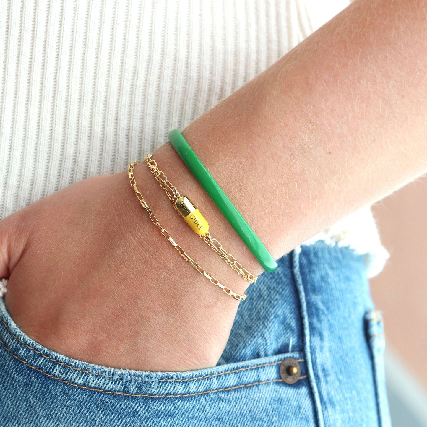 Chill Pill Charm Bracelet 18K Gold Vermeil