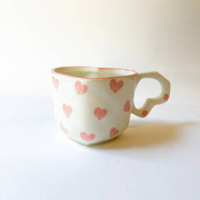 Load image into Gallery viewer, Heart shaped handmade ceramic mug, Cute Valentine Day gift
