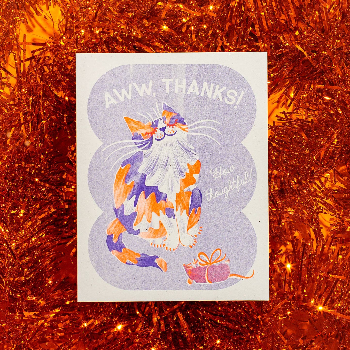 Aww, Thanks! Cat - Risograph Thank You Card