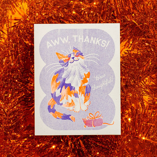 Aww, Thanks! Cat - Risograph Thank You Card