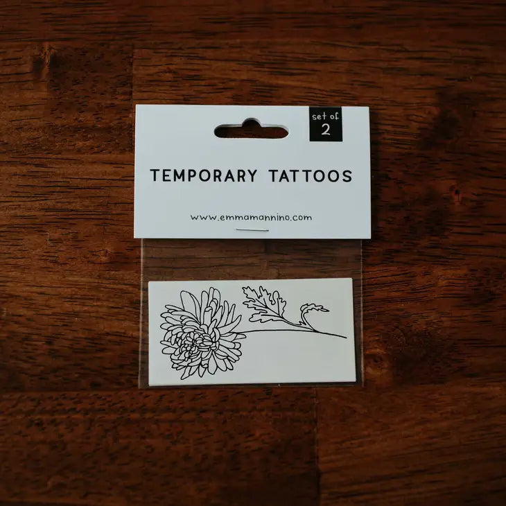 November Birth Flower - Chrysanthemum Temporary Tattoos
