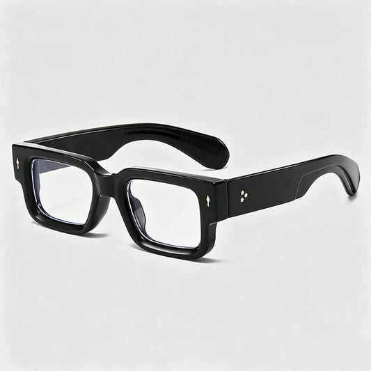 Thick Rectangle Vintage Rivet Decor Glasses