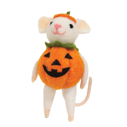 Felted Halloween Pumpkin Mouse Ornament - Front & Company: Gift Store