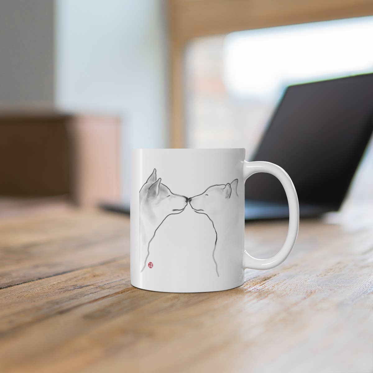 LOVE Shiba Inu Couple Mug | Sumi-e Ink Pet Gift Vday
