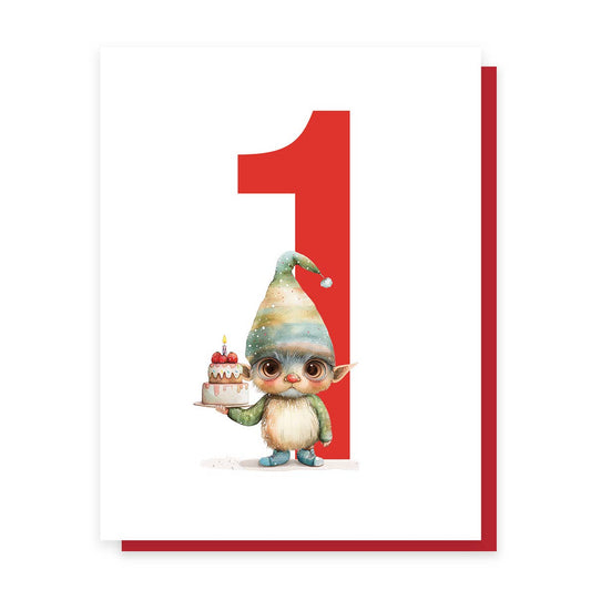 1st Birthday Gnome, Cute 1st Birthday Greeting Card