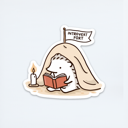 White Introvert Fort Sticker
