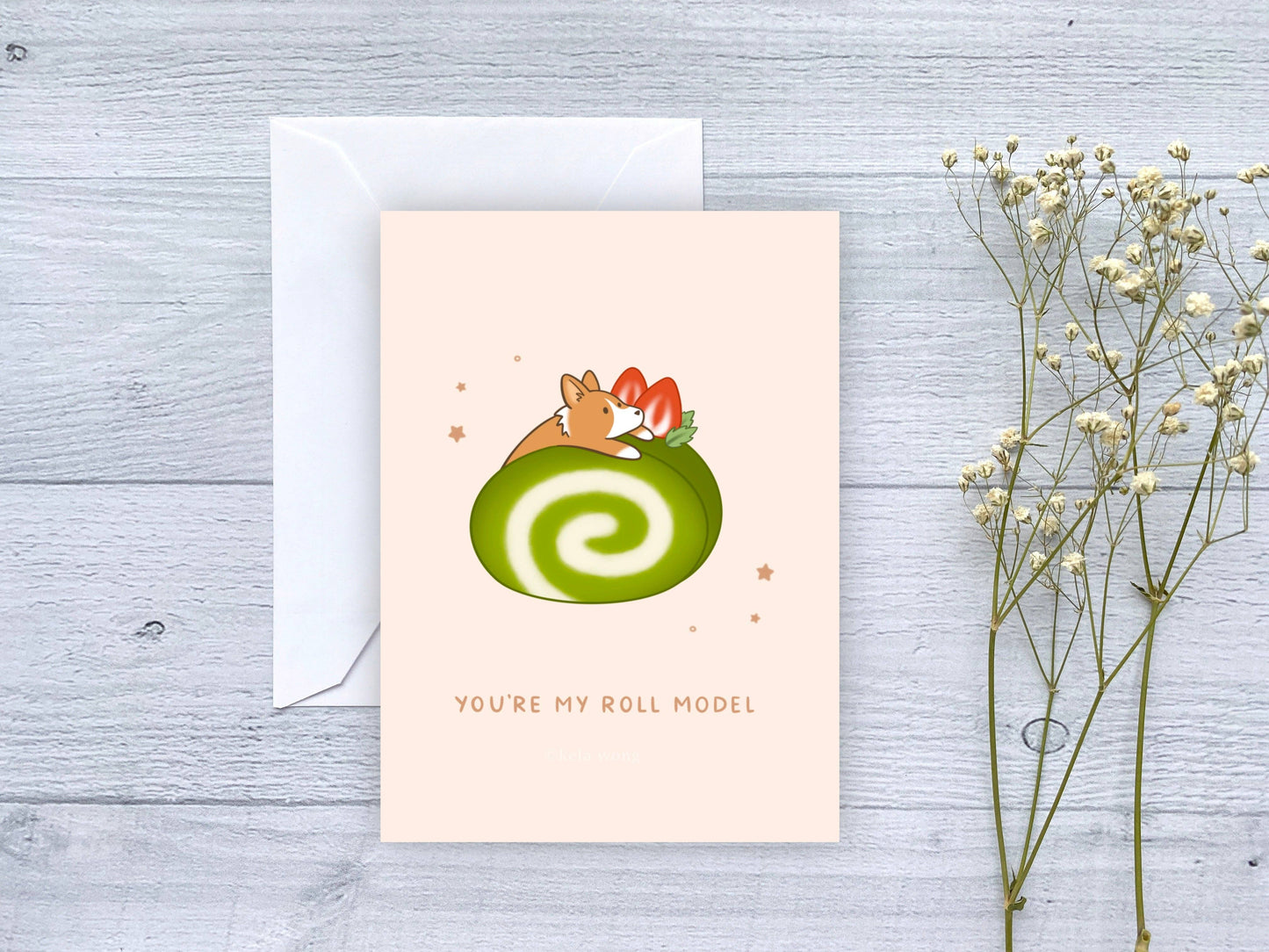 You're My Roll Model Corgi Greeting Card