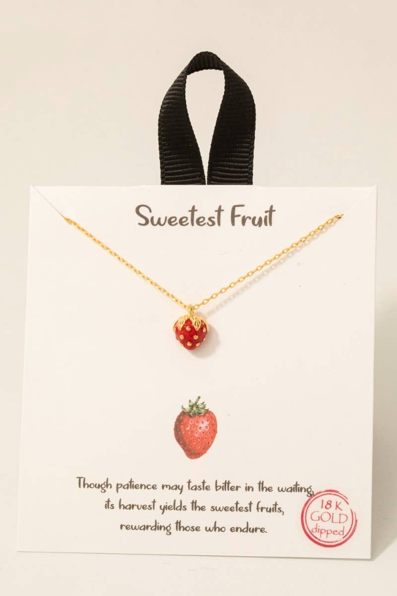 Gold Dipped Epoxy Strawberry Pendant Necklace