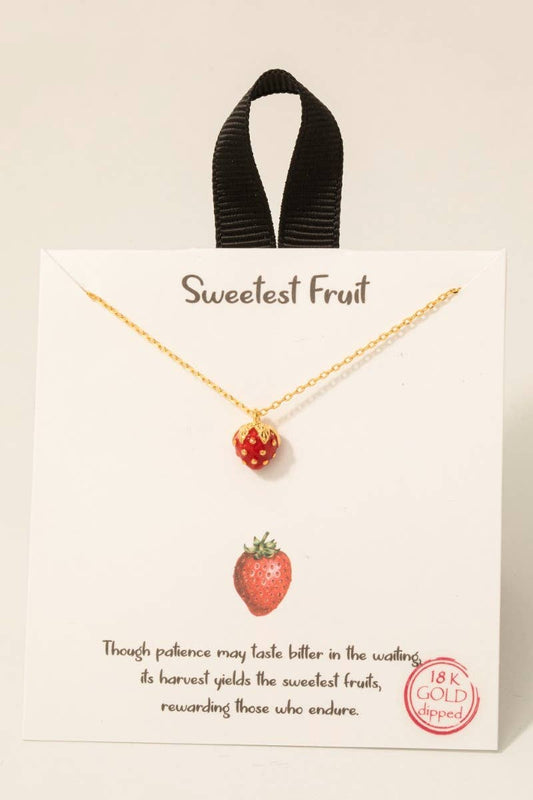 Gold Dipped Epoxy Strawberry Pendant Necklace