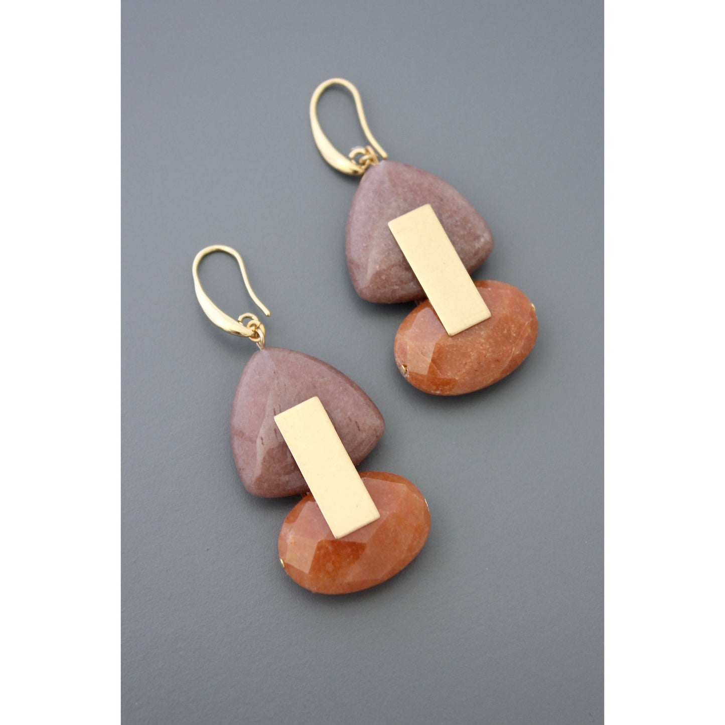 FERE44 Mauve and orange earrings