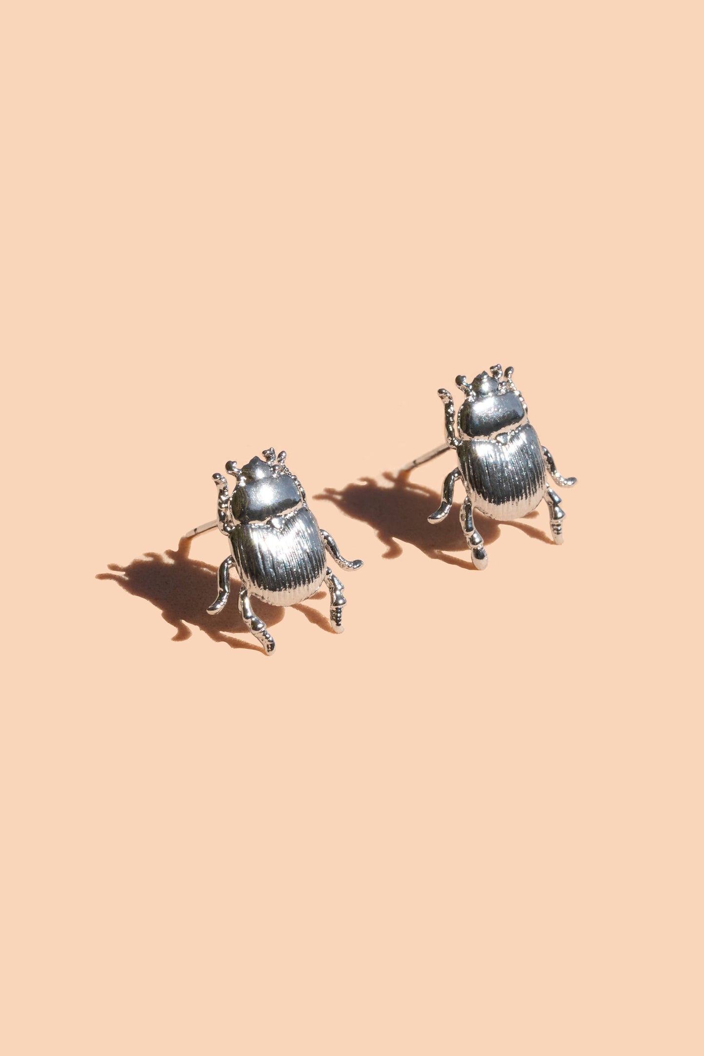 Fortune Beetle Studs -18K Gold Plated or Silver Rhodium