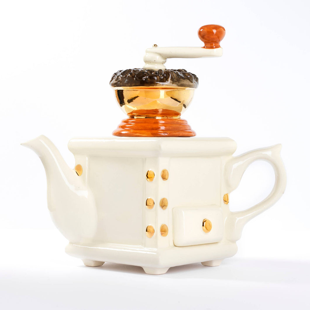 Coffee Grinder Teapot - White Full Size