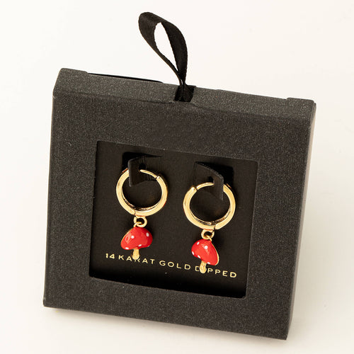 Secret Box Gold Dipped Mushroom Drop Earrings - Front & Company: Gift Store