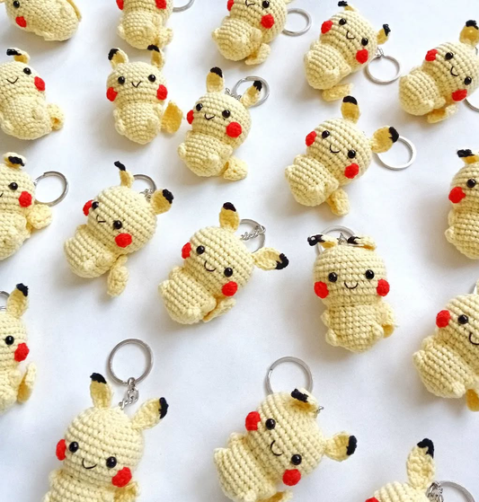 Handmade Crochet Amigurumi Pikachu Keychain  Adorable & Fun