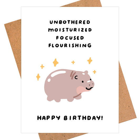 Moo Deng Hippo Birthday Card - Self Care Love
