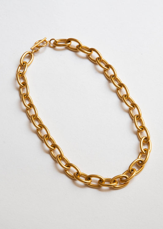 1993 Chain Necklace Bold 18K Gold Chain Round Link Statement