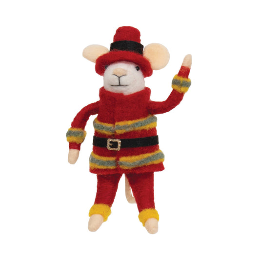 Fireman Mouse Felted Ornament