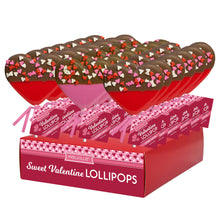 Load image into Gallery viewer, Choc-Dipped Confetti Heart Shaped Lollipops
